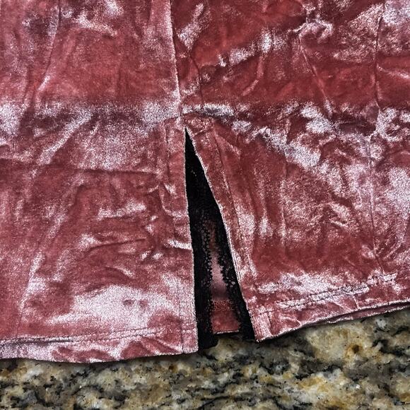 Kimchi Blue Pink Crushed Velvet Mini Dress Puff Sleeve Tie Back Fairycore Size S - Picture 4 of 8